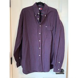 Vintage Tommy Hilfiger Button Down Shirt Plaid Collared Logo Mens Sz XL 00’s Vtg